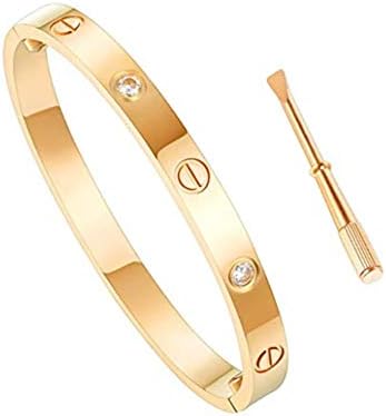 MVCOLEDY Mocalady Jewelry White Gold Plated Bangle Bracelet Set in Heart CZ Stone Stainless Steel Bangle Bracelets Women Jewelry