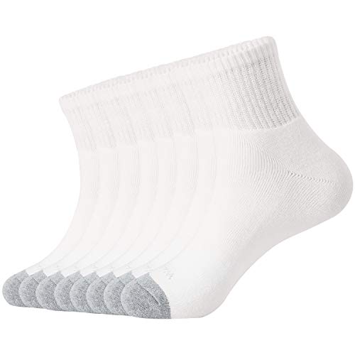 WANDER Men's Athletic Ankle Socks 8 Pairs Thick Low Cut Socks Cushion Running Socks for Men Sport Cotton Socks 10-13 White (Best Mens Cushioned Socks)