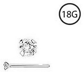 YD Jewelry - White Gold Nose Studs Rings Straight 1.5mm Diamond 18G