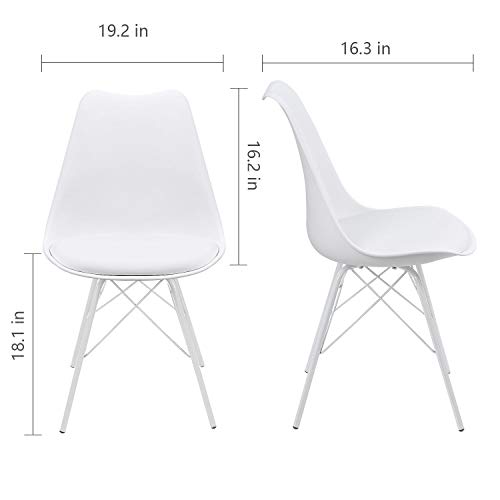 JUMMICO Kitchen Dining Chair with Soft Padded Mid Century Shell Side Chair Armless Tulip Chair