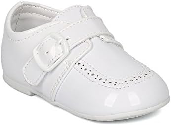 Boys Patent Uniform Shoe - Infant Boy, Toddler Boy - Kids Tuxedo Shoe - GE25 By Austin - White (Size: Toddler 4)
