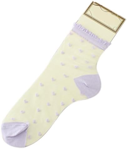 KESEE Woman's Ultrathin Socks Transparent Crystal Love Elastic Short Socks (Purple)