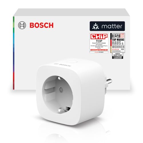 Bosch Smart Home Zwischenstecker Kompakt [+M], smarte Steckdose mit Matter, Stromverbrauch messen & Energiekosten senken, App- & Sprachsteuerung, Appl