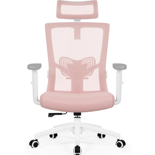 Daccormax Bürostuhl, ergonomisch mit Kopfstütze, Lendenwirbelstütze und Armlehnen, drehergonomischer Schreibtischstuhl, Wippfunktion, Chefsessel, Rückenschonend