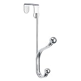 InterDesign York Lyra Over Door Organizer Hook for Coats, Hats, Robes, Clothes or Towels – Dual Hook, Chrome