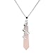 BEADNOVA Gemstone Necklace Crystal Quartz Healing Point Chakra Pendant Necklace Stainless Steel Chain 18