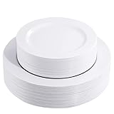 FLOWERCAT 60PCS White Plastic Plates - Heavy Duty
