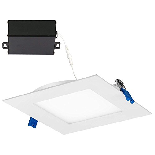 Goodlite6 inch Square Ultra Thin LED Recessed Ceiling Light Fixture, 15W, 5000K (Super White), 1050 Lumens, Dimmable,IC-Rated, Recessed Downlight, Energy Star - Perfect for Kitchen and Bathroom