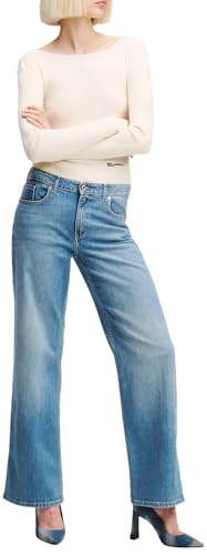 Karl Lagerfeld Jeans Donna Mid Rise Relaxed Denim W/Slit Washed Mid Blue 2432