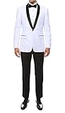 36R Zonettie Mens RENO White Black 2pc Slim Fit Shawl Tuxedo