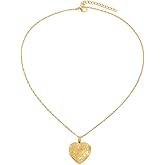 Gold Locket Necklace with Picture Lockets for Women That Hold Pictures Photo Heart Shaped Locket Pendant Necklace for Women Birthday Christmas Gifts for Women