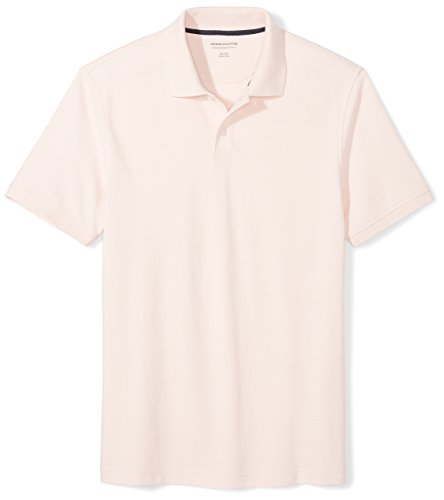 Amazon Essentials Men's Slim-Fit Cotton Pique Polo Shirt, Light Pink, Small
