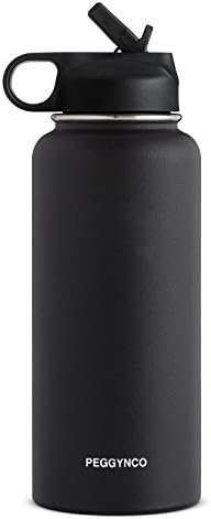 PEGGYNCO Water Bottle Double Wall Vacuum Insulated Stainless Steel Sports Wide Mouth Water Bottle