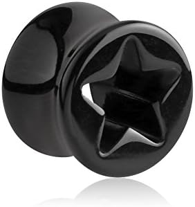 Holy Plug Body Piercing Jewelry Single Acrylic Double Flared Star Plug 000g 0000g 9/16" 5/8" 11/16" 13/16" 7/8" 15/16" 1 1/16" 1 1/8" 1 3/16" 2g 0g