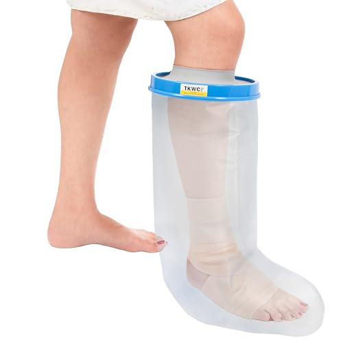 TKWC INC 100% Waterproof Leg Cast Cover for Shower – Reusable Watertight Foot Protector with Anti-Slip Bottom – Comfortable, Easy to Use