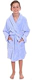 Simplicity Girl's Soft Plush Bathrobe Robe with Long Sleeve, Pockets, Purple, L