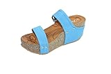 Forever Women's Freya-25 Blue Letherette Wedge Sandal