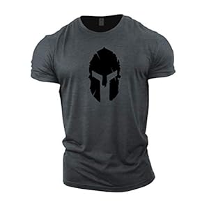 GYMTIER Mens Bodybuilding T-Shirt – Spartan Helmet – Gym Training Top