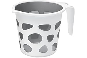 ATCUSA Extremely Premium Plastic Duplex Designer Mugs for Bathroom Bath Accessory x 1 Mug BPA Free Bathing Dabba Camping Mug, Certified Bathing Water Mug - 1.5 Litre Capacity - Assorted Colors (Duplex Grey)