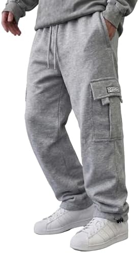 Amazon.com: VIBES Men's Fleece Cargo Sweatpants Relax Fit Bungee