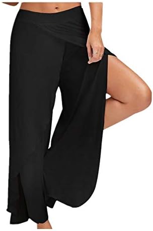 GOLDSOCKS Hotsell Women's Casual High Slit Layered Wide Leg Yoga Pants Cropped Palazzo Pants Women Ladies Solid High Split Yoga Sport Belly Elastic Waist Dance Loose Long Trousers