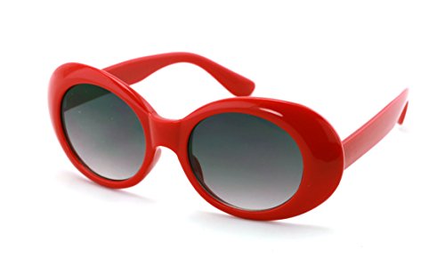 V.W.E. Vintage Sunglasses UV400 Bold Retro Oval Mod Thick Frame Sunglasses Clout Goggles with Gradient lens (Red)