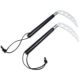 Competition Kamas - Black | 10 Inch Wooden Handles, 7 Inch Vented Steel Blades, Polished, Leather Thong Wrist Cord