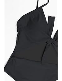 LEISUP Traje de baño de una pieza con corbata y lazo para mujer, corte alto