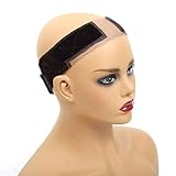 Flexible Lace Wig Grip Band Wig Elastic Bands Women Hair Scarf Velvet Comfort Head Band Adjustable Hook and Loop Fastener with 1 Wig Cap (Brown)