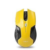 Lyntop Wireless Keyboard and Mouse Wireless Gaming Mouse with Unique Silent Click 2 Programmable Side Buttons 1600 DPI Ergonomic Grips 6 Button Design (Color : Yellow)