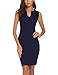 Naggoo Women's Business Wear To Work Sleeveless V Neck Bodycon Pencil Dress, Navy Blue, 4/6