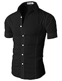 H2H Mens Fashion Slim Fit Wrinkle Free Short Sleeve Basic Dress Shirts