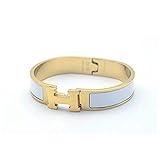 AMESON H-shaped Buckle Bracelet Bangle for Women (White-Gold)