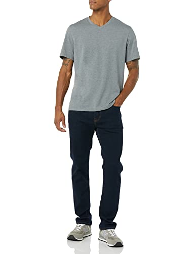 AMAZON ESSENTIALS 100% COTTON T SHIRTS FOR MEN, REGULAR-FIT SHORT-SLEEVE V-NECK, PACK OF 2, AVAILABLE IN BIG & TALL, GREY HEATHER/PALE PINK, SMALL