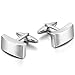 MOWOM Silver Tone 2PCS Stainless Steel Cufflinks Shirt Wedding Business