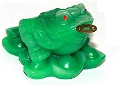 Monkey King TM Feng Shui Three Legged Wealth Money Frog or Money Toad on The Pile of Yuan Bao and Base to Attract Wealth and Good Luck (Jade/Clear)