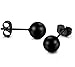 ORAZIO 5 Pairs 316L Stainless Steel Round Ball Stud Earrings Black Tone, Assorted Sizes 3-7mm