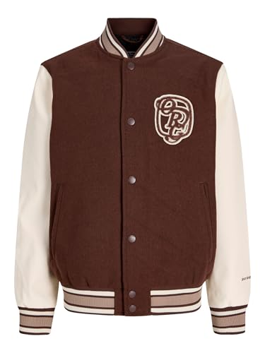 JACK & JONES Jormeadows College Bomber Jacket Jnr, Mogano Profondo, Numeric_140 Uomo