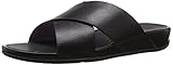 FitFlop Women's Aix Leather Slide Sandals dress Sandal, All Black, 6 M US