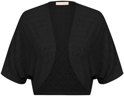 LL WSK1785 Womens Short Sleeve Cropped Bolero Shrug Open Cardigan