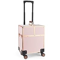 Beautify Rose Gold Beauty Trolley - Travel Case - Train Case - Vanity Box - Luggage Suitcase - Storage Organizer - Hairdresser, MUA, Nail Artist