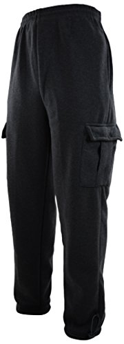 Mens Cargo Sweatpants with Drawstrings (5XL, 652-CHARCOAL)