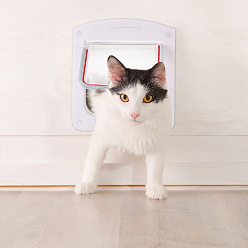 Cat Flap Door for Interior Exterior Cat Door Weatherproof Pet Door Way  Rotary Lock Pet Door with Cat Flap