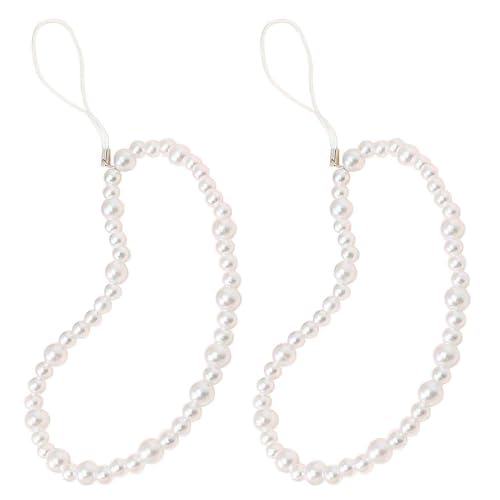 Staqlo Beaded Phone Charm Cute Fixed Beads Pearl Wristlet Chain Camera Wrist Strap CarKey Lanyard
