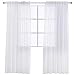 FLOWEROOM White Sheer Curtains Rod Pocket Faux Linen Voile for Living Room, 55 x 84 incn Length, 2 Panels