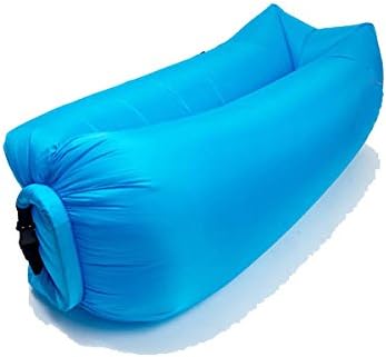 Inflatable lounger by A Grade - A Lightweight and compact sky blue Inflatable lounger with a safety stake and and two accessory pockets