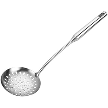 TBWHL Skimmer Slotted Spoon, Heavy Duty 304 Stainless Steel Slotted Spoon with Vacuum Ergonomic Handle, Comfortable Grip Design Strainer Ladle for Kitchen, 14.96 Inches