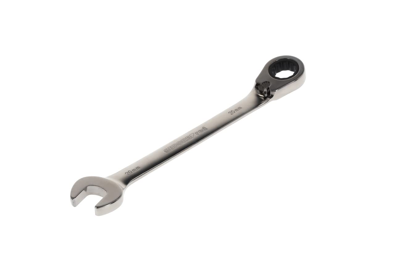 GEDORE red Combination ratchet spanner, Reversible, AF 20 mm, Angled, Flat, Bi-hex, Spanner, R07200200