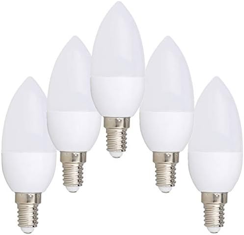 Ranpo 5-Pack LED Candle Bulbs E14 Small Edison Screw Candle Light Bulbs Fit Neutral White 3W, 25W Incandescent Bulbs Equivalent, C37, 4000K Neutral White Candelabra E14 SES, Non-Dimmable