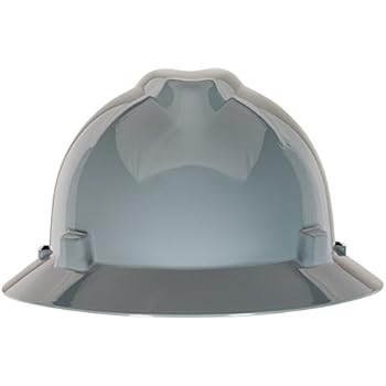 MSA 475367 V-Gard Slotted Full-Brim Hard Hat, with 4-Point Fas-Trac III Suspension, Standard, Gray